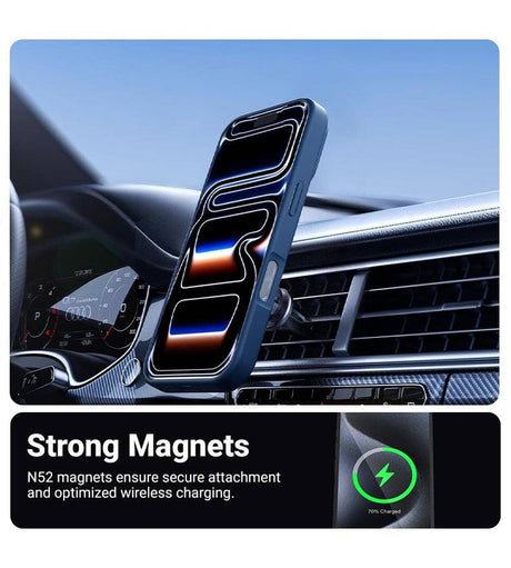 Magsafe Калъф за iPhone 17 Pro, Crong Hybrid Matte Magnetic Case, Тъмно син (2)