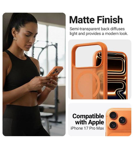 Magsafe Калъф за iPhone 17 Pro Max, Crong Hybrid Matte Magnetic Case, Оранжев (3)