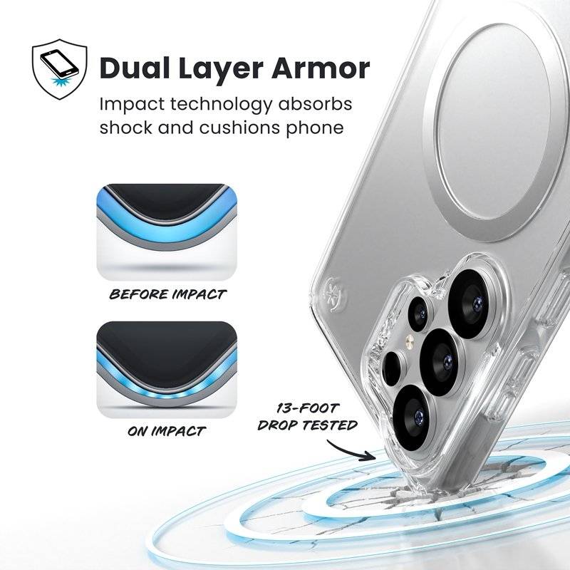 Magsafe Калъф за Samsung S26 Ultra, Speck Presidio Perfect-Clear Magnet Case, Прозрачен (7)