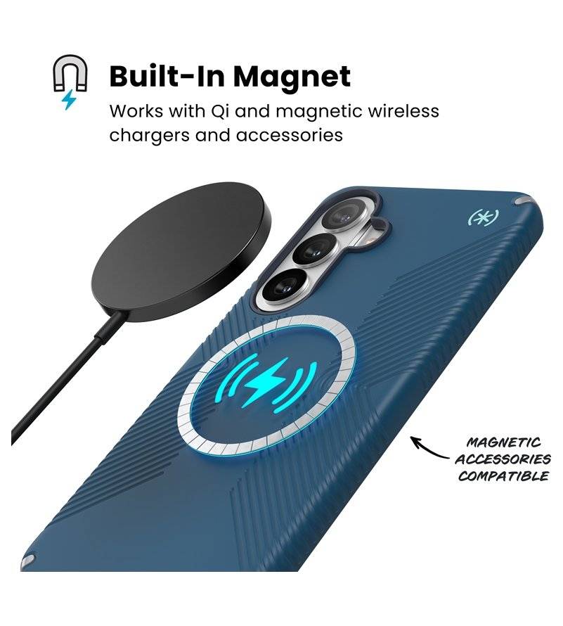 Magsafe Калъф за Samsung S26, Speck Presidio2 Grip Magnet Case, Син (4)