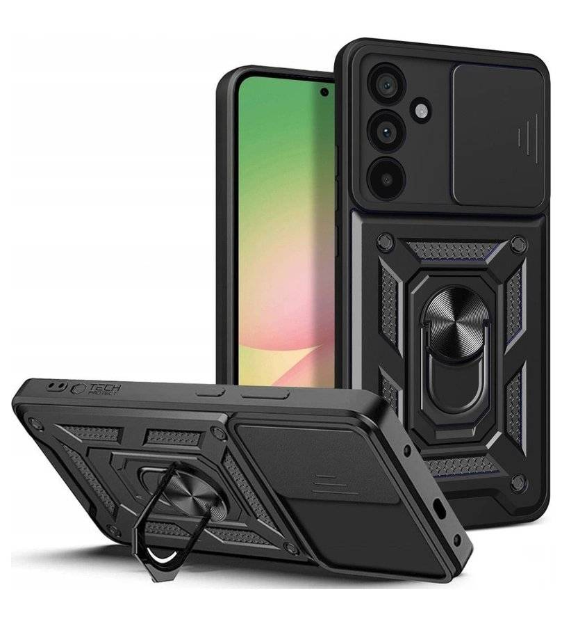 Калъф с Предпазител за Камера и Стойка за Samsung A57, Tech-Protect CamShield Pro Case, Черен