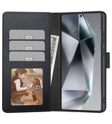 Кожен Калъф с Джобове за Samsung S26 Plus, Tech-Protect Wallet Book Case, Черен (2)