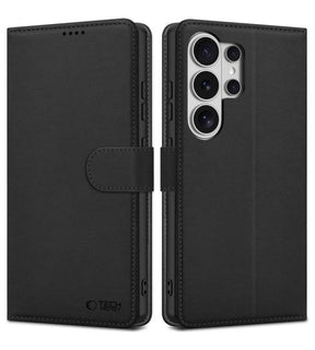 Кожен Калъф с Джобове за Samsung S26 Ultra, Tech-Protect Wallet Book Case, Черен