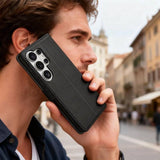 Кожен Калъф с Джобове за Samsung S26 Ultra, Tech-Protect Wallet Book Case, Черен (8)
