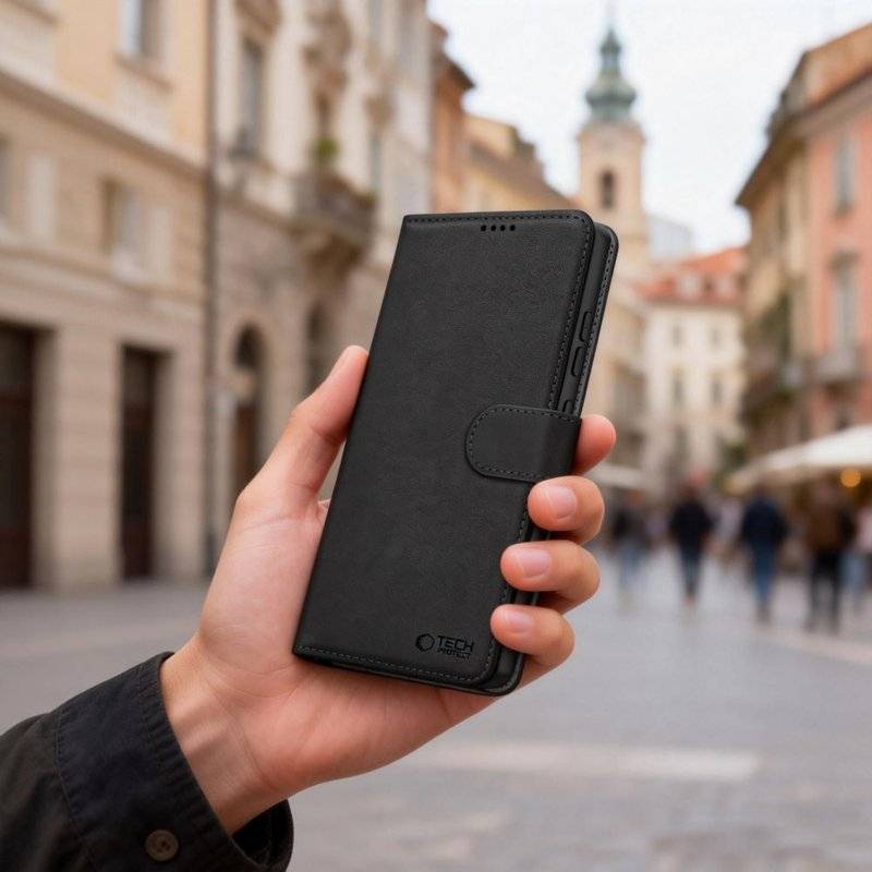 Кожен Калъф с Джобове за Samsung S26, Tech-Protect Wallet Book Case, Черен (7)