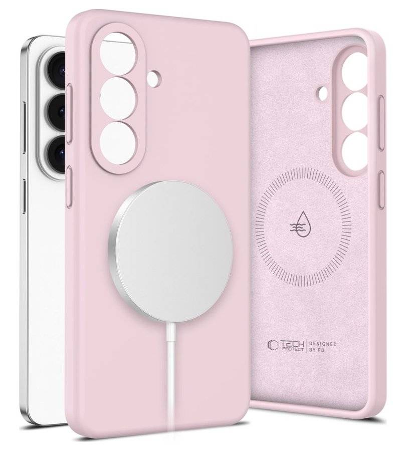 Magsafe Калъф за Samsung S26 Plus, Tech-Protect Silicone Case, Розов