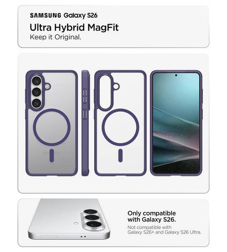 Magsafe Калъф за Samsung S26, Spigen Ultra Hybrid Case, Лилав (7)