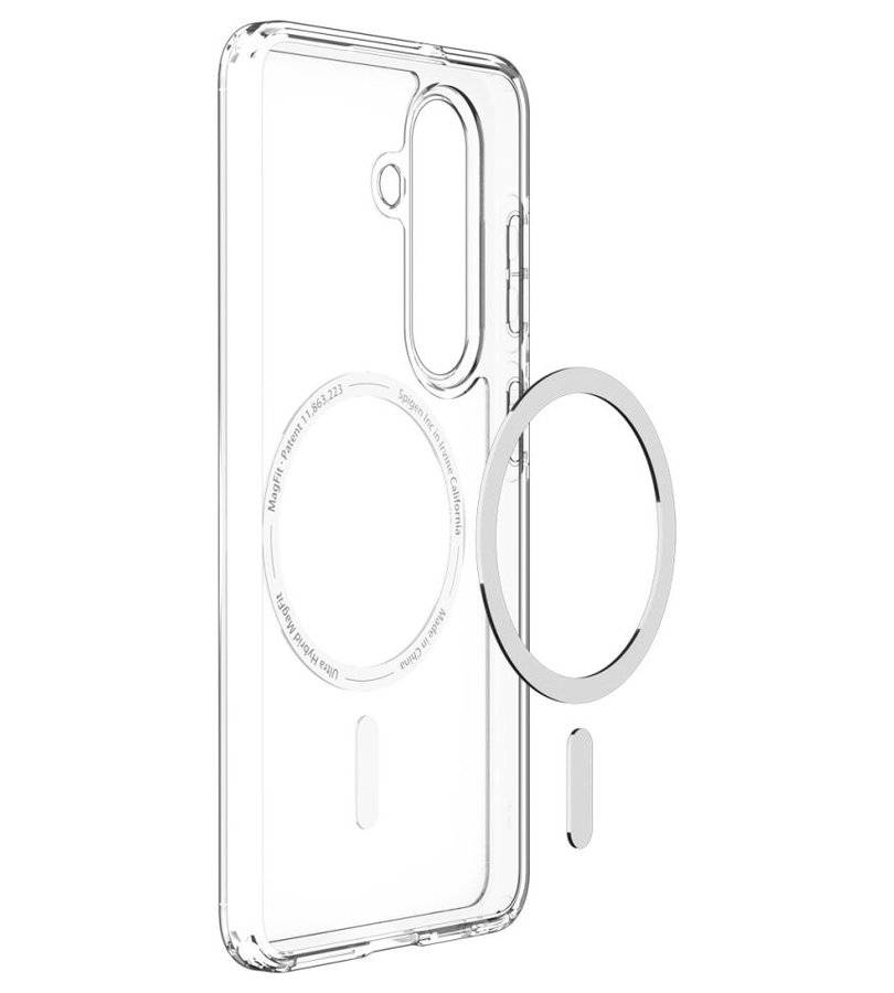 Magsafe Калъф за Samsung S26, Spigen Ultra Hybrid White Case, Прозрачен (5)