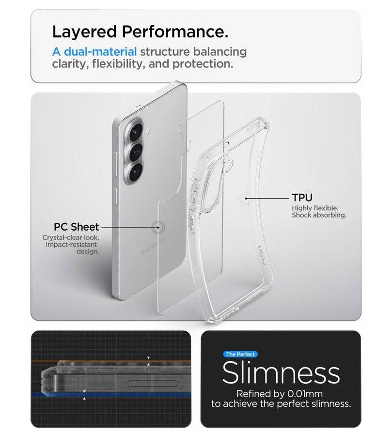 Противоударен Хибриден Калъф за Samsung S26 Plus, Spigen Ultra Hybrid Case, Прозрачен (6)
