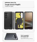 Magsafe Противоударен Калъф за Samsung S26, Spigen Tough Armor Case, Черен (8)