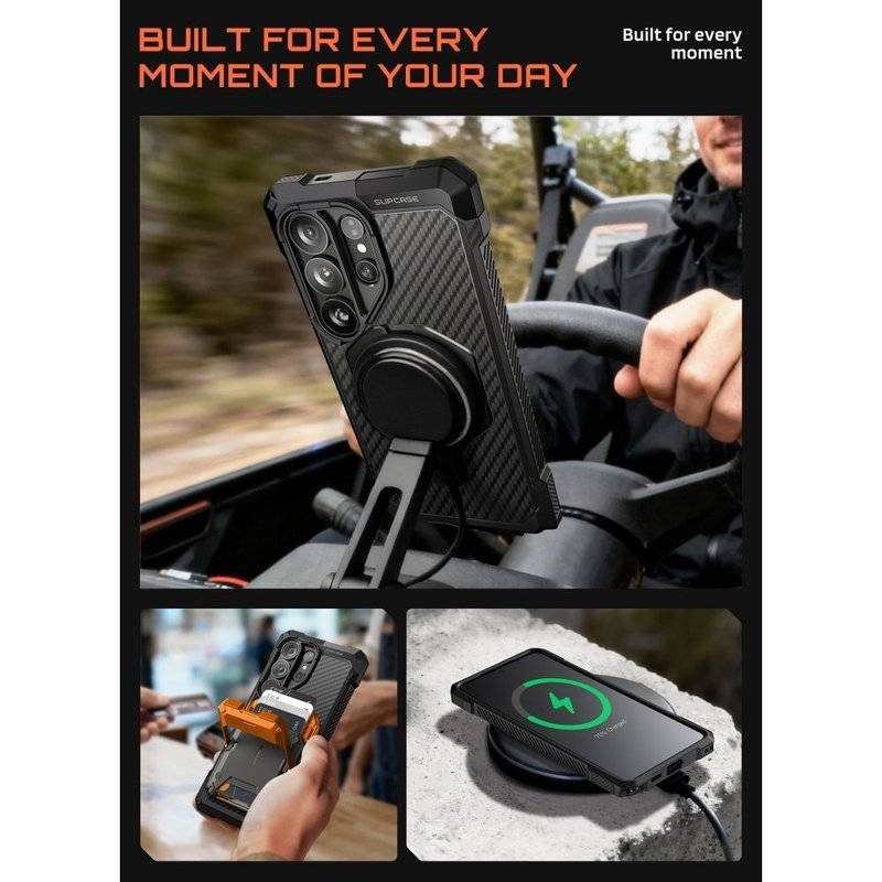 Magsafe Калъф за Samsung S26 Ultra, Supcase UB Grip Mag Aramid Case, Черен (8)