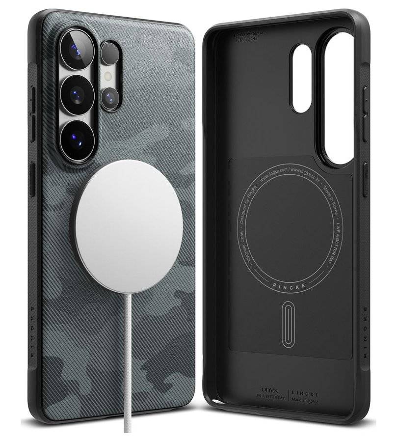 Magsafe Противоударен Калъф за Samsung S26 Ultra, Ringke Onyx Magnetic Camo Case, Черен (2)