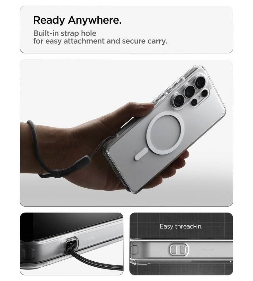 Magsafe Калъф за Samsung S26 Ultra, Spigen Ultra Hybrid White Case, Прозрачен (13)