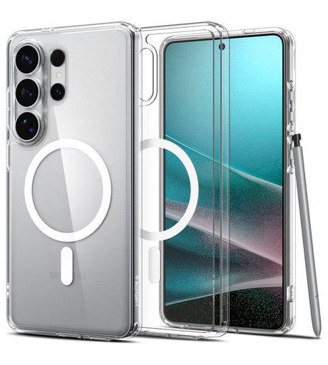 Magsafe Калъф за Samsung S26 Ultra, Spigen Ultra Hybrid White Case, Прозрачен