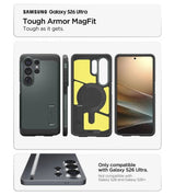 Magsafe Противоударен Калъф за Samsung S26 Ultra, Spigen Tough Armor Case, Зелен (8)