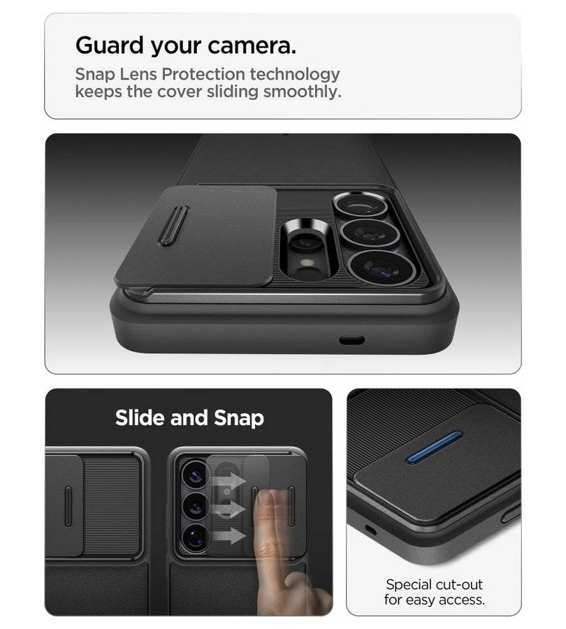 Противоударен Калъф за Samsung S26 Ultra, Spigen Optik Armor Case, Черен (6)