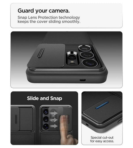 Противоударен Калъф за Samsung S26 Ultra, Spigen Optik Armor Case, Черен (6)