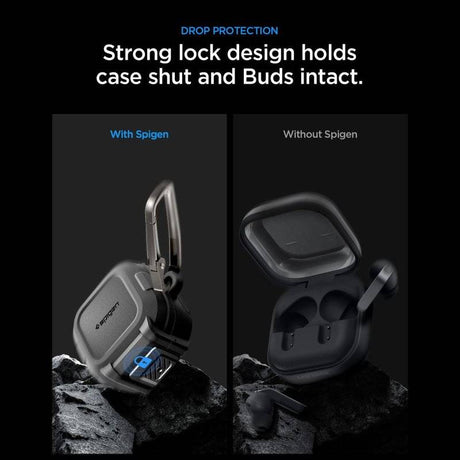 Противоударен Калъф за Samsung Buds 4 Pro/ 4, Spigen Lock Fit Case, Черен (10)