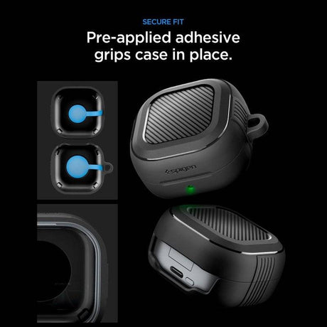 Противоударен Калъф за Слушалки Samsung Buds 4 Pro/ 4, Spigen Rugged Armor Case, Черен (9)