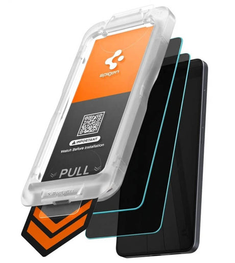Затъмняващ Протектор за Samsung S26 Plus, Spigen Privacy Glass tR EZ Fit 2бр., Черен