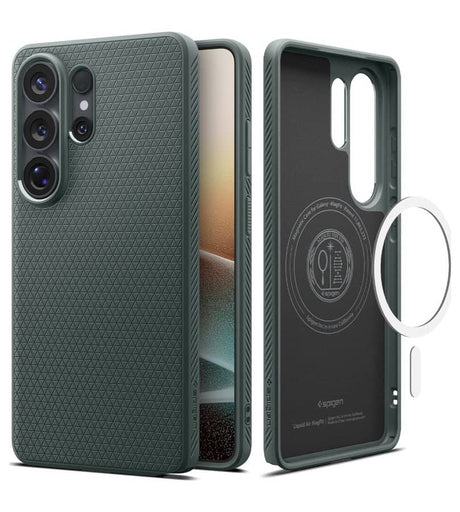Magsafe Калъф за Samsung S26 Ultra, Spigen Liquid Air Mag Fit Abyss Green Case, Зелен (2)