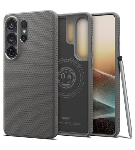 Magsafe Калъф за Samsung S26 Ultra, Spigen Liquid Air Mag Fit Marble Gray Case, Сив