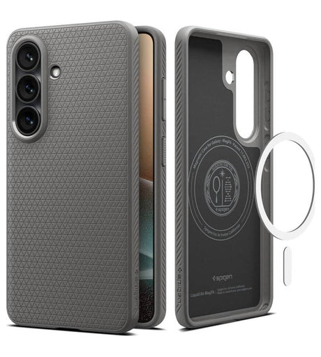 Magsafe Калъф за Samsung S26 Plus, Spigen Liquid Air Mag Fit Marble Gray Case, Сив (2)