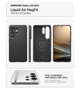 Magsafe Калъф за Samsung S26 Ultra, Spigen Liquid Air Mag Fit Matte Black Case, Черен (8)