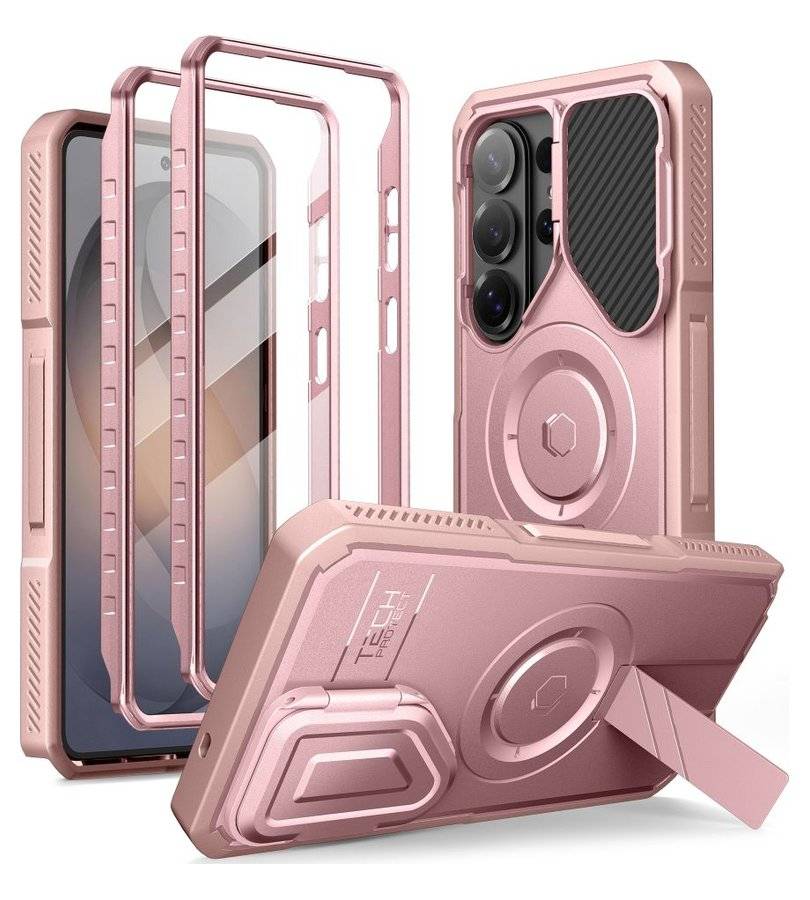Противоударен Калъф 360 за Samsung S26 Ultra, Tech-Protect Kevlar Cam+ 2-Set Case, Розов