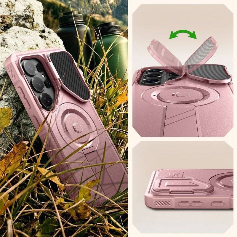 Противоударен Калъф 360 за Samsung S26 Ultra, Tech-Protect Kevlar Cam+ 2-Set Case, Розов (4)