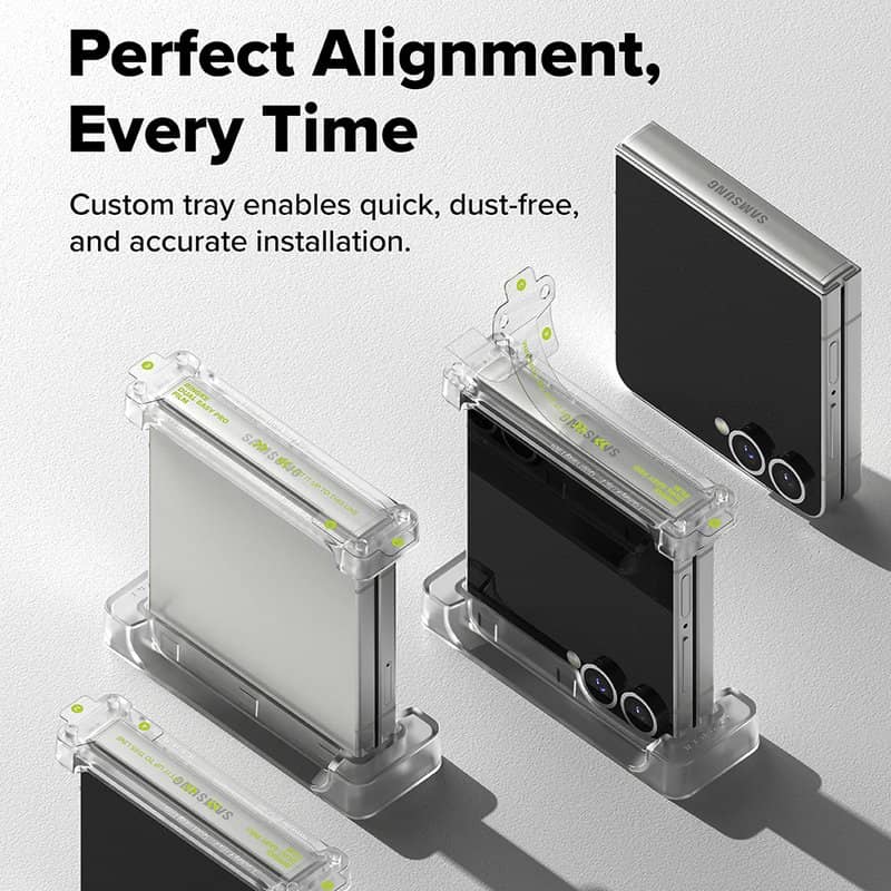 Протектор за Сгъвката на Samsung Z Flip 7, Ringke Hinge Dual Easy Pro Film Glass 2бр., Прозрачен (5)