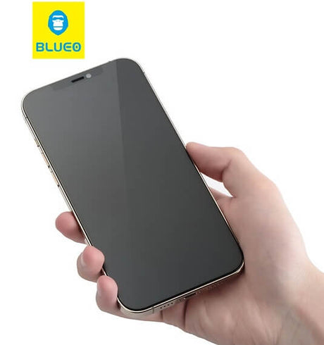 Затъмняващ-Матов Стъклен Протектор за iPhone 15 Pro Max, Blueo Privacy & Matte Glass, Черен (3)