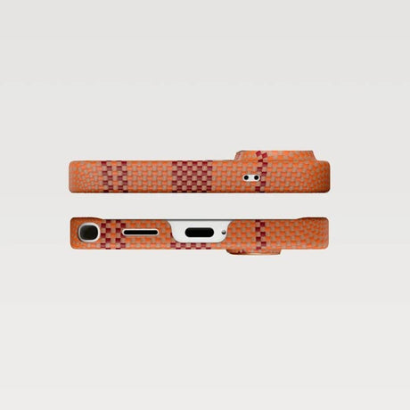 Magsafe Калъф за Samsung S26 Ultra, Pitaka Edge Flora in Grid Case Cloud Dusk, Оранжев (7)