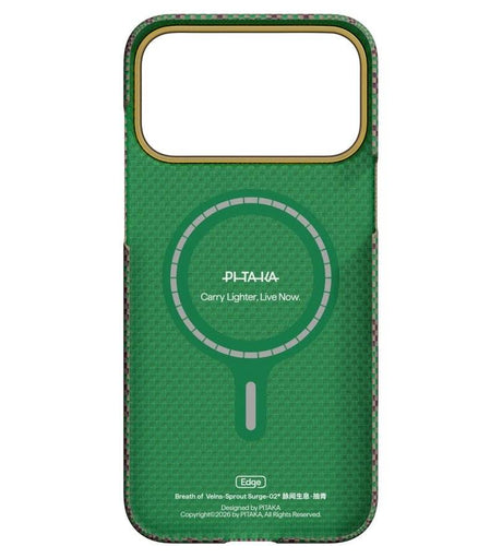 Magsafe Калъф за iPhone 17 Pro, Pitaka Edge Breath of Veins Case Sprout Surge, Зелен (3)