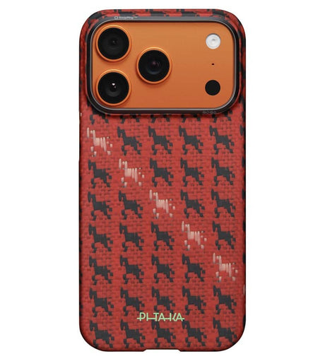 Magsafe Калъф за iPhone 17 Pro, Pitaka Edge Happiness Rides Case Cinnabar Steed, Червен (2)