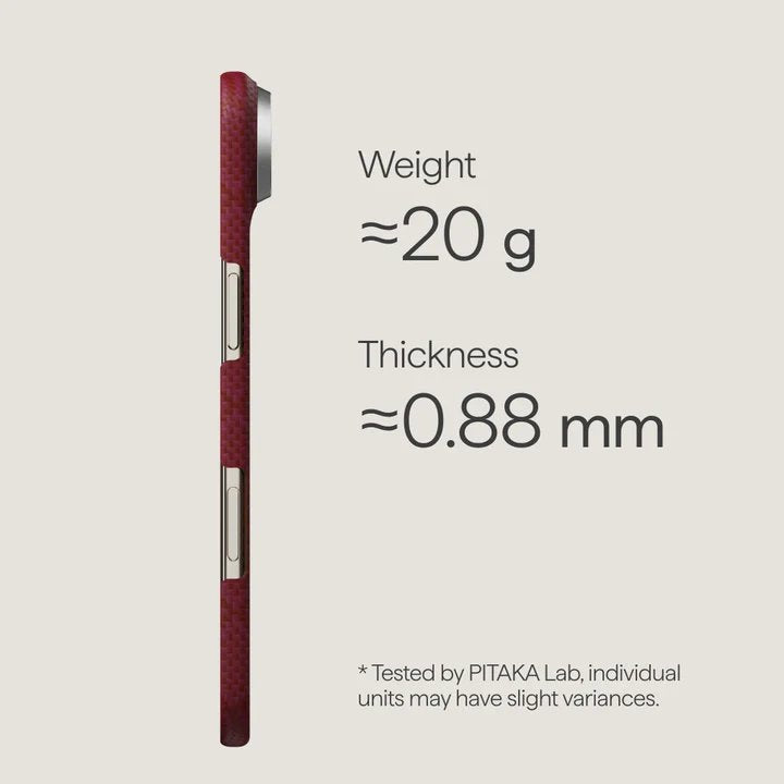 Magsafe Калъф за iPhone Air, Pitaka Edge Harvard Case Crimson, Червен (4)