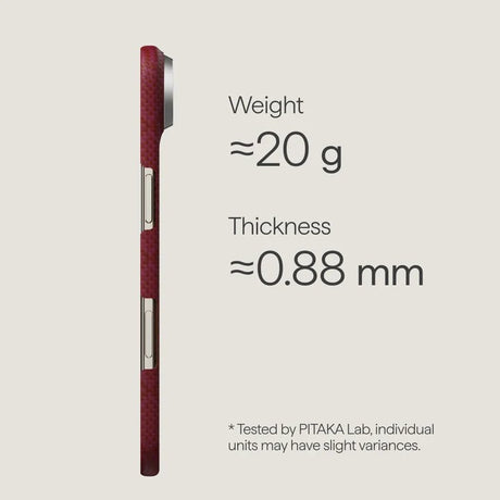 Magsafe Калъф за iPhone Air, Pitaka Edge Harvard Case Crimson, Червен (4)