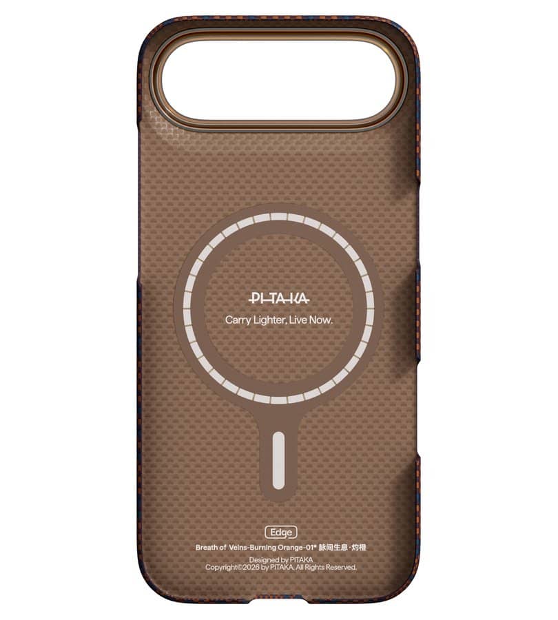 Magsafe Калъф за iPhone Air, Pitaka Edge Breath of Veins Case Burning Orange, Оранжев (3)