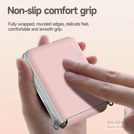 Луксозен Калъф с Каишка за Samsung Z Flip 7, Sulada Leather Case, Розов (2)