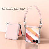Луксозен Калъф с Каишка за Samsung Z Flip 7, Sulada Leather Case, Розов (4)