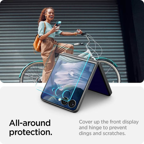 Протектор за Външния Дисплей на Samsung Z Flip 8, Spigen EZ Fit Glass 2бр., Прозрачен (11)