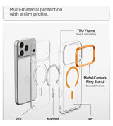 Magsafe Калъф за iPhone 18 Pro Max/ 17 Pro Max, Spigen Ultra Hybrid Optik S Mag Fit Case Clear/Orange, Прозрачен (8)