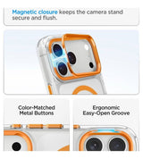 Magsafe Калъф за iPhone 18 Pro Max/ 17 Pro Max, Spigen Ultra Hybrid Optik S Mag Fit Case Clear/Orange, Прозрачен (7)