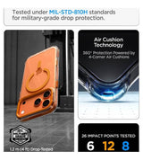 Magsafe Калъф за iPhone 18 Pro Max/ 17 Pro Max, Spigen Ultra Hybrid Optik S Mag Fit Case Clear/Orange, Прозрачен (10)