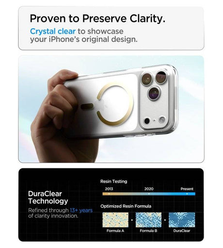 Magsafe Калъф за iPhone 18 Pro Max/ 17 Pro Max, Spigen Ultra Hybrid Mag Fit Case Clear/Gold, Прозрачен (11)