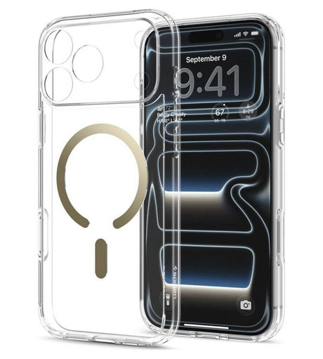Magsafe Калъф за iPhone 18 Pro Max/ 17 Pro Max, Spigen Ultra Hybrid Mag Fit Case Clear/Gold, Прозрачен (7)
