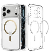 Magsafe Калъф за iPhone 18 Pro Max/ 17 Pro Max, Spigen Ultra Hybrid Mag Fit Case Clear/Gold, Прозрачен (6)