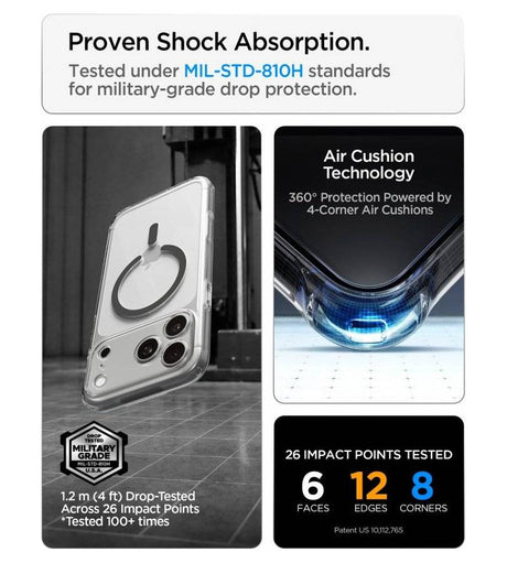 Magsafe Калъф за iPhone 18 Pro Max/ 17 Pro Max, Spigen Ultra Hybrid Mag Fit Case Clear/Graphite, Прозрачен (3)