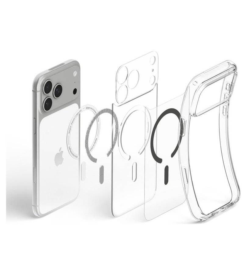 Magsafe Калъф за iPhone 18 Pro Max/ 17 Pro Max, Spigen Ultra Hybrid Mag Fit Case Clear/Graphite, Прозрачен (10)