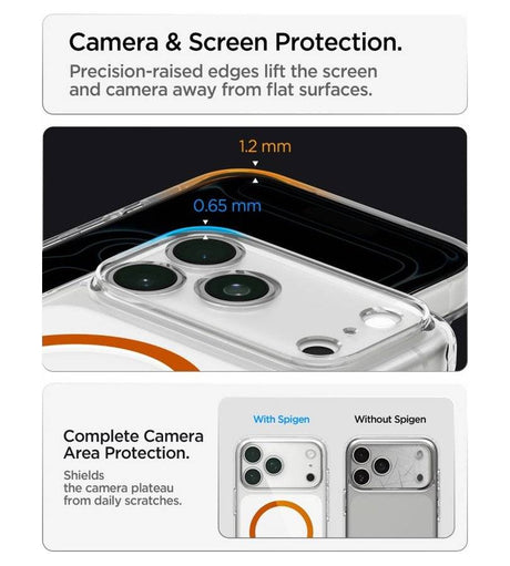 Magsafe Калъф за iPhone 18 Pro/ 17 Pro, Spigen Ultra Hybrid Mag Fit Case Clear/Orange, Прозрачен (4)